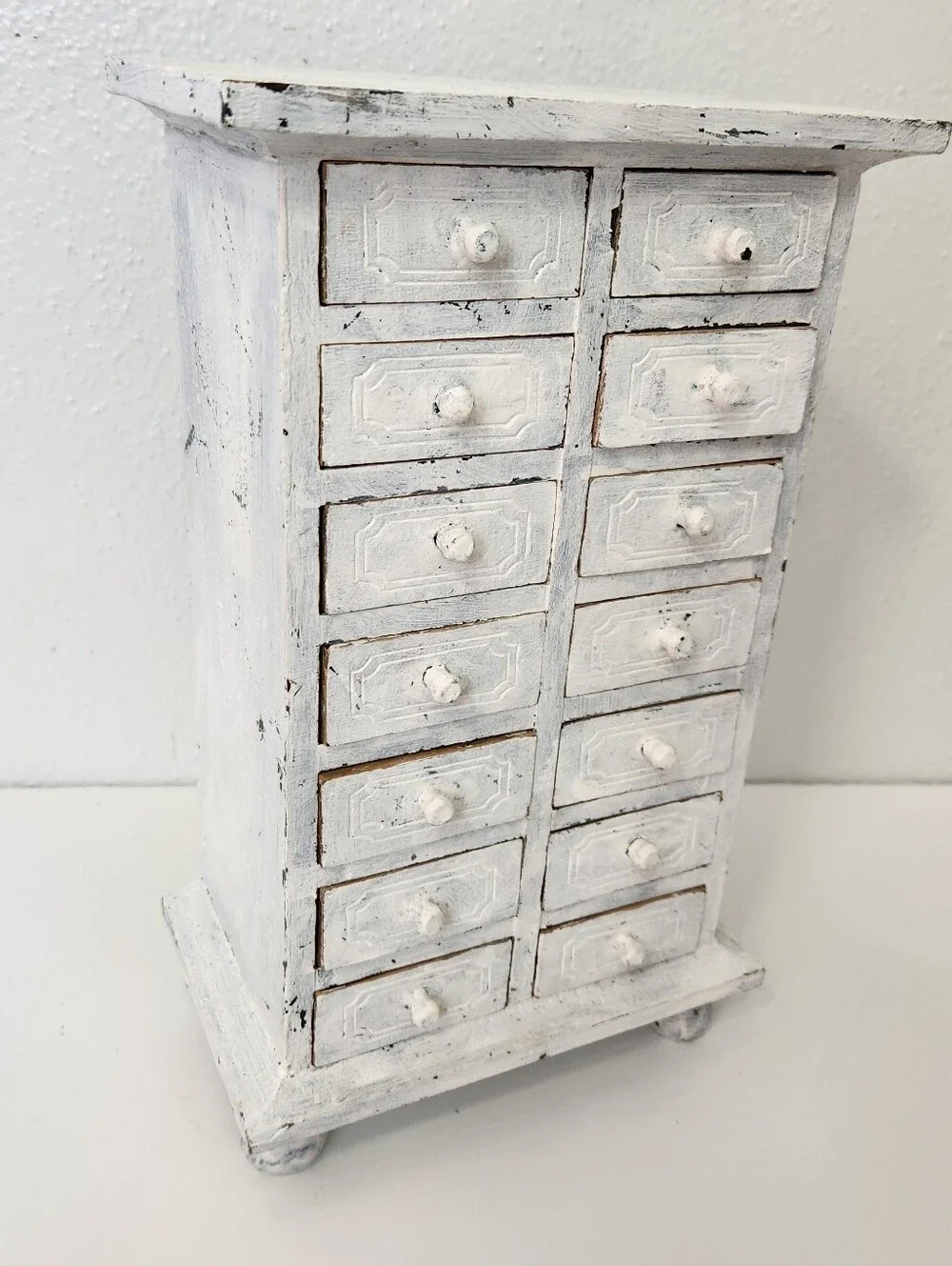Pottery Barn White Distressed Multi-Drawer Jewelry Wooden Chest